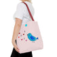 Blue Singing Bird Tote Bag