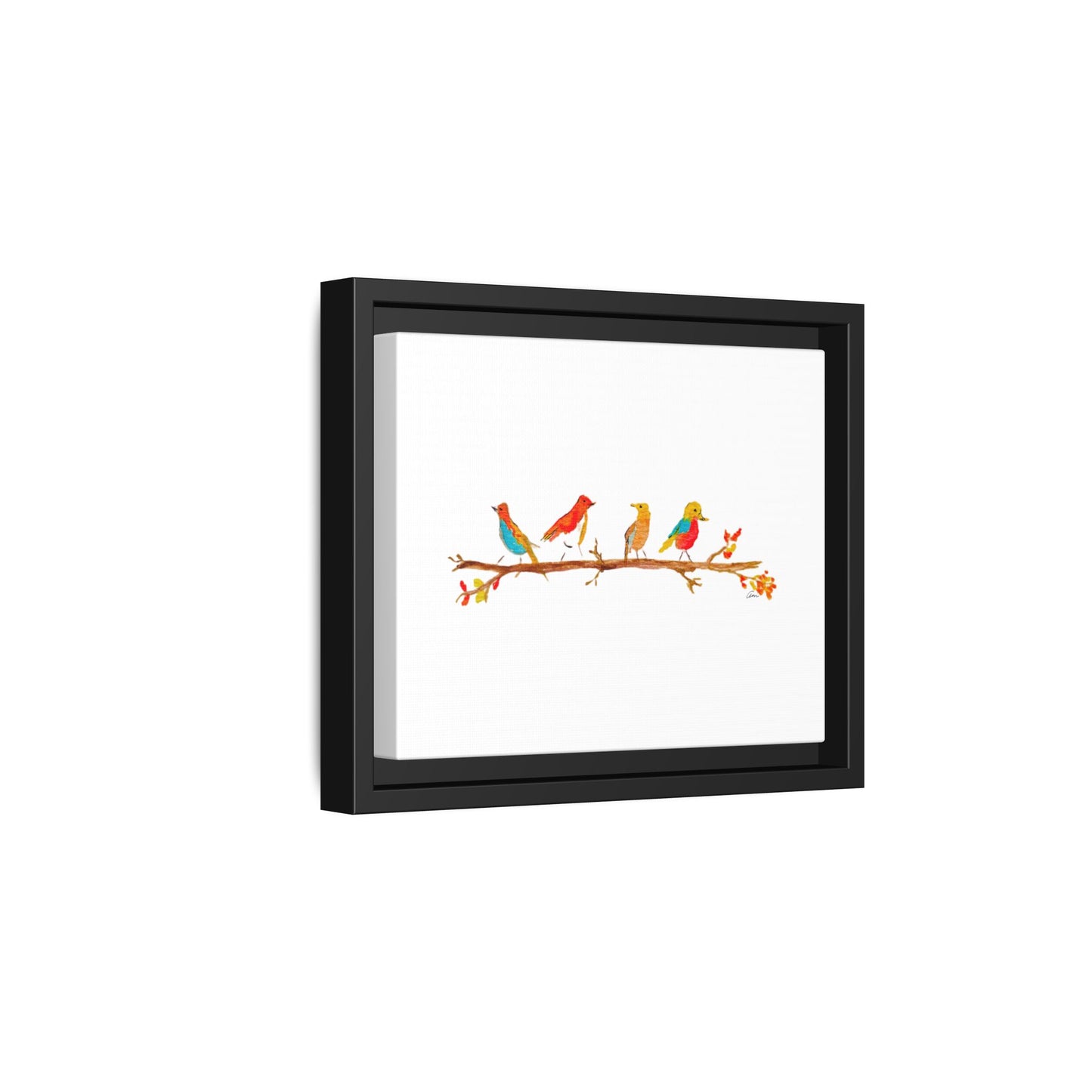 Birds on a Branch Gallery Canvas Print with Frame