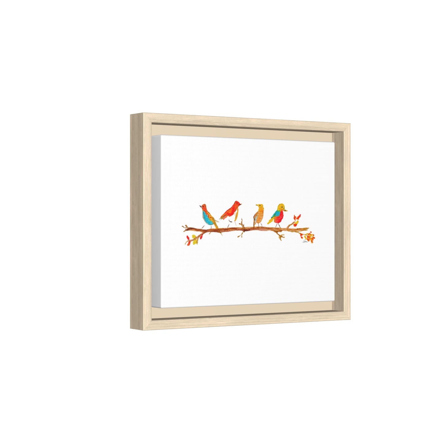 Birds on a Branch Gallery Canvas Print with Frame
