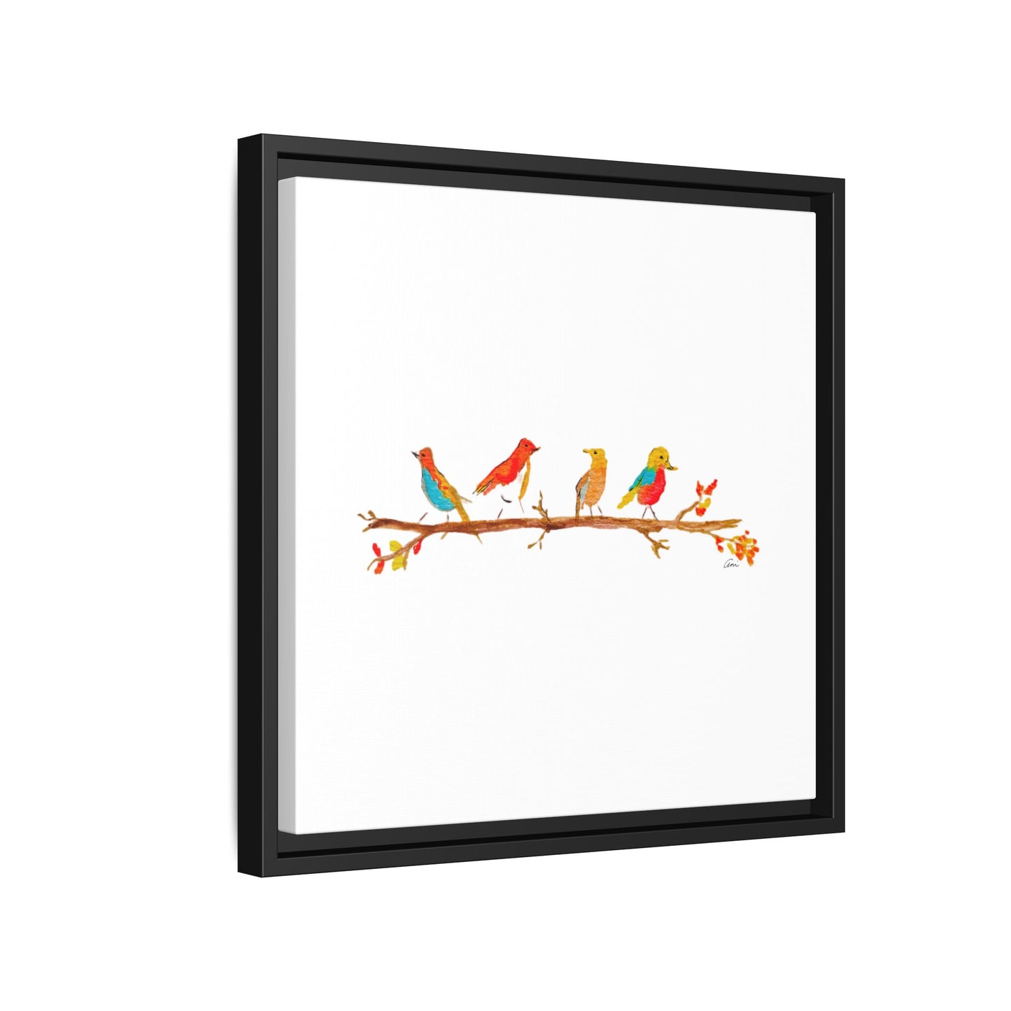 Birds on a Branch Gallery Canvas Print with Frame