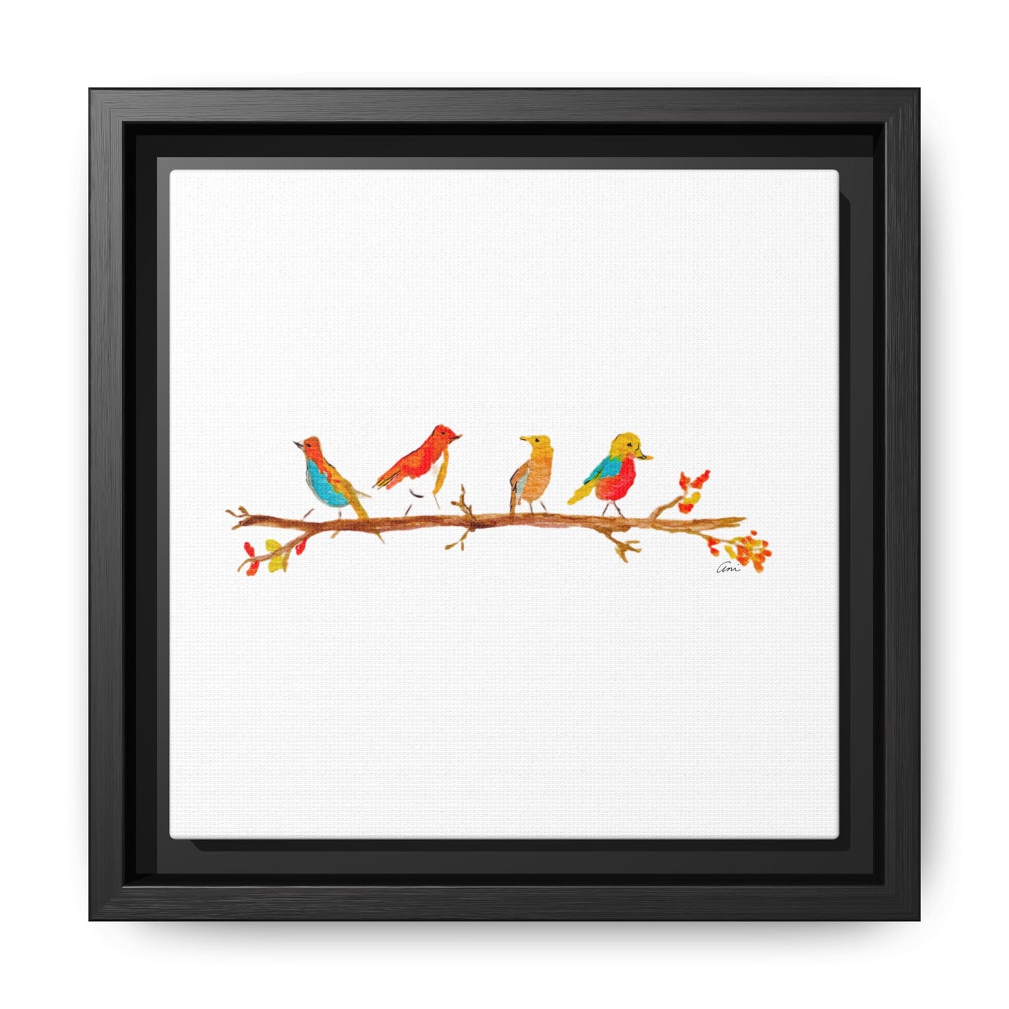 Birds on a Branch Gallery Canvas Print with Frame