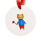 Bear with a Rose Acrylic Ornament with Ribbon