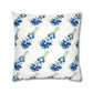 Blue Flowers Floral Faux Suede Square Pillowcase