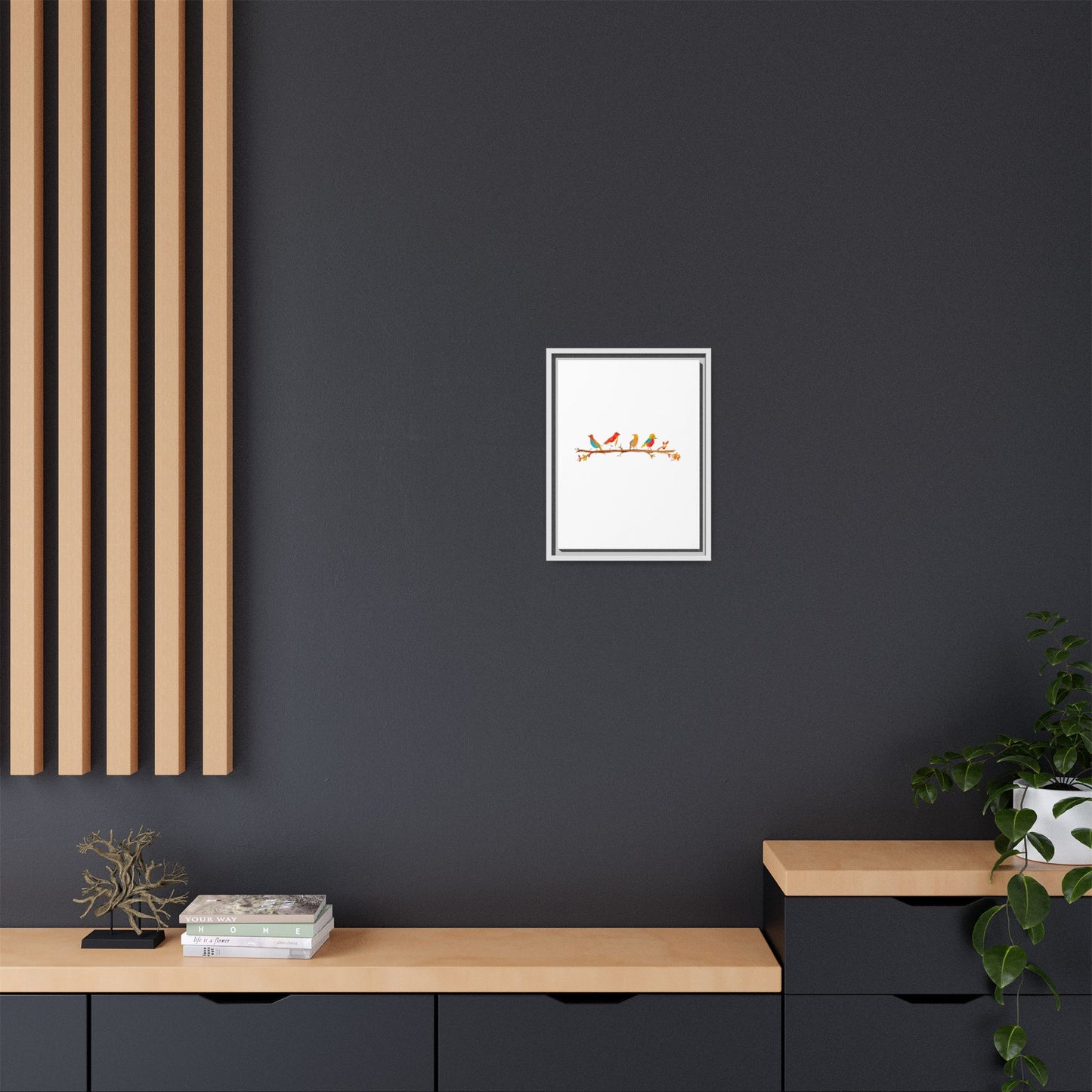 Birds on a Branch Gallery Canvas Print with Frame