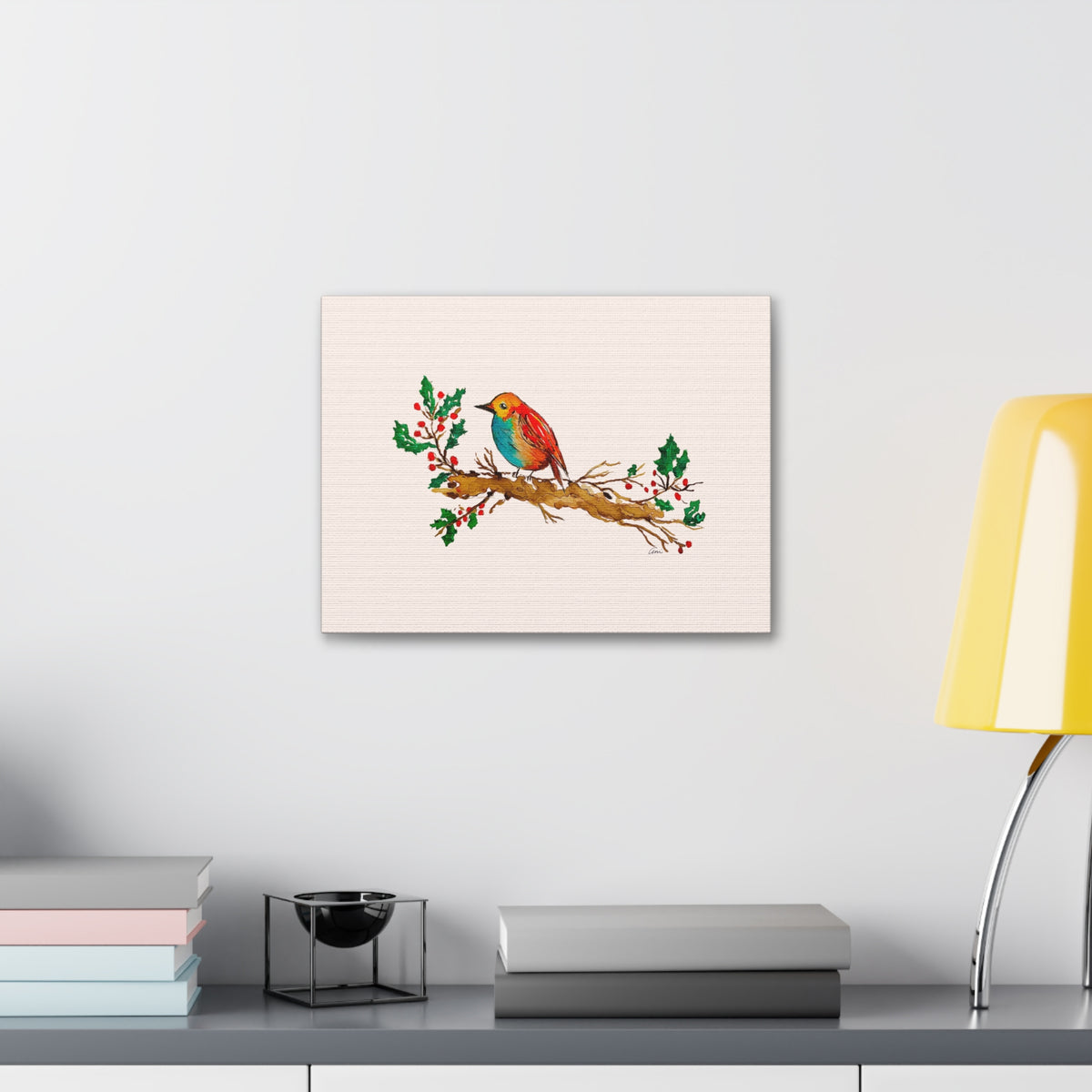 Bright Bird on a Branch Canvas Print