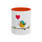 Bird with a Heart Balloon Accent Mug