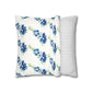 Blue Flowers Floral Faux Suede Square Pillowcase