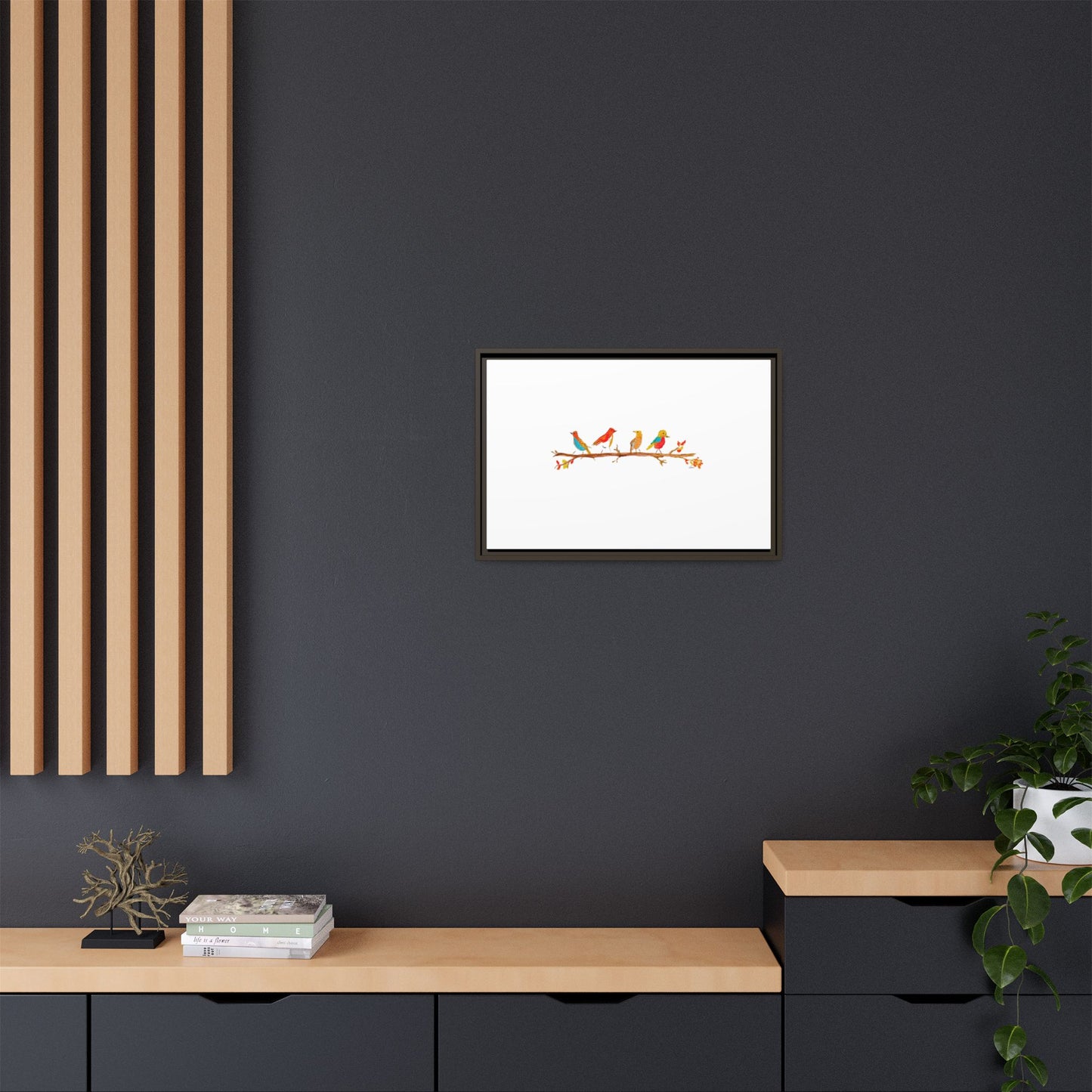 Birds on a Branch Gallery Canvas Print with Frame