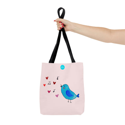 Blue Singing Bird Tote Bag