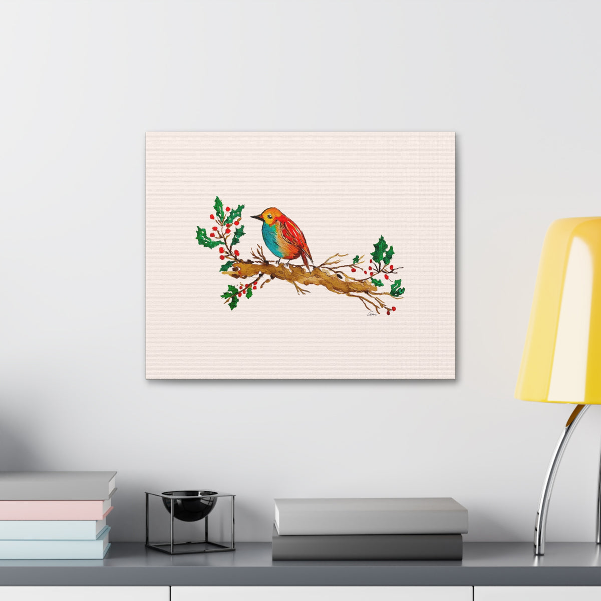 Bright Bird on a Branch Canvas Print