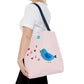 Blue Singing Bird Tote Bag