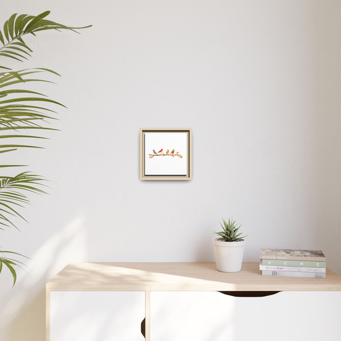 Birds on a Branch Gallery Canvas Print with Frame