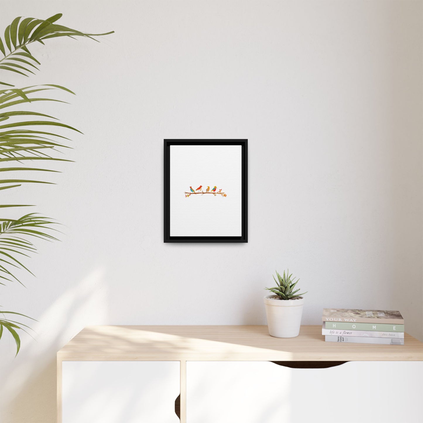 Birds on a Branch Gallery Canvas Print with Frame