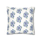 Forget Me Not Floral Faux Suede Square White Pillowcase