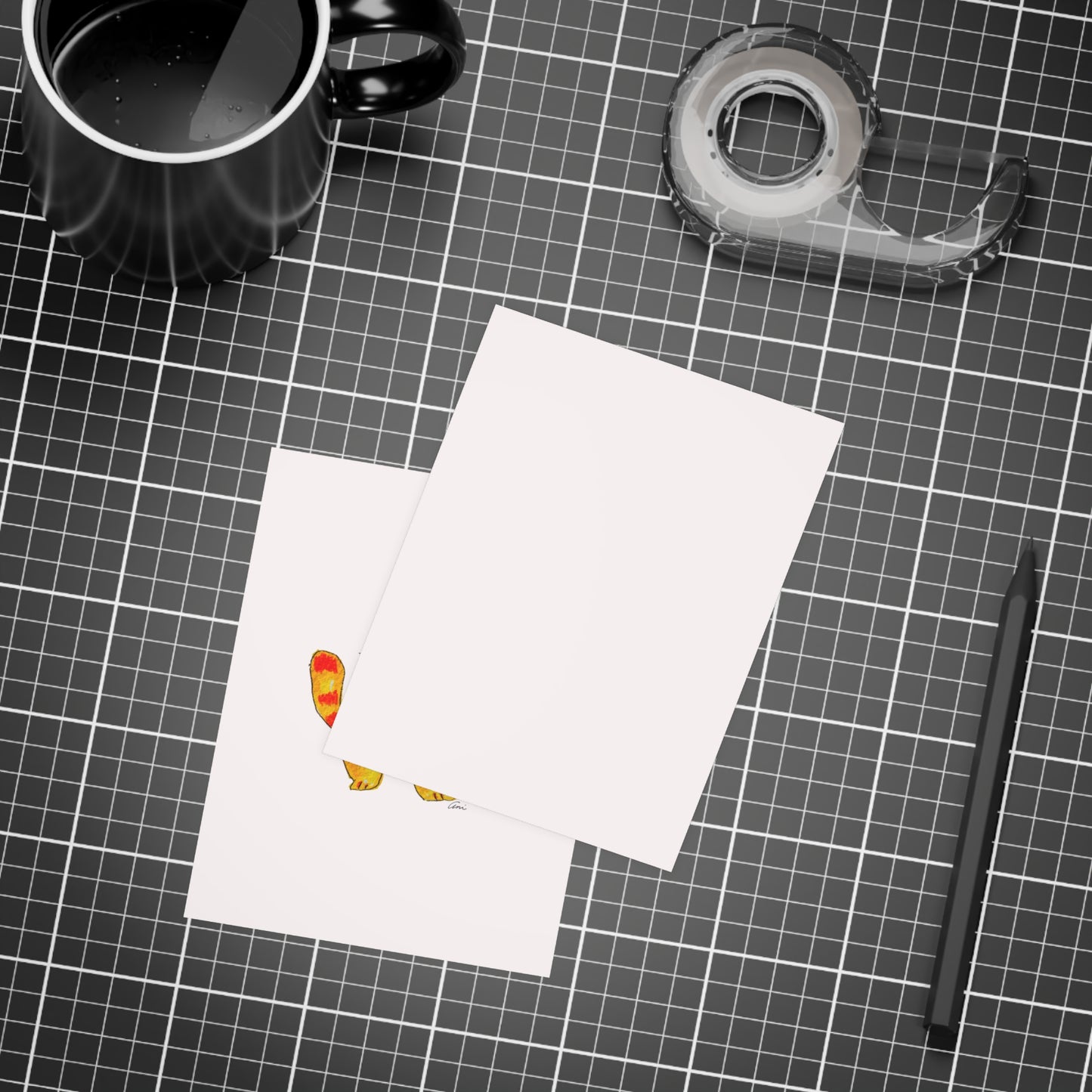 A Cat and a Heart Postcard Bundles with Envelopes