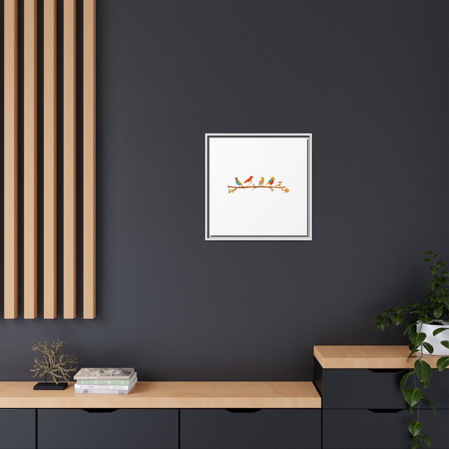 Birds on a Branch Gallery Canvas Print with Frame