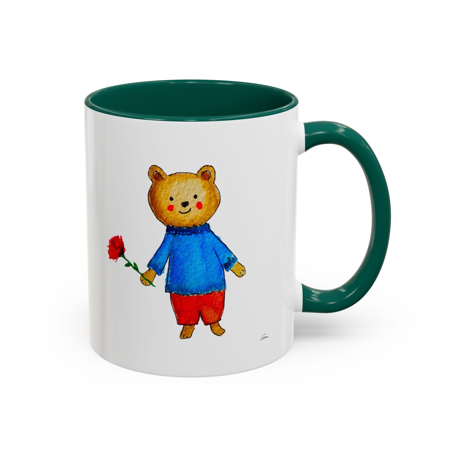 Bear with a Rose Accent Mug