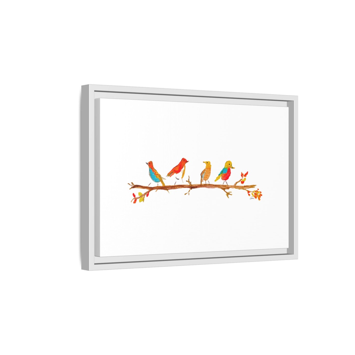 Birds on a Branch Gallery Canvas Print with Frame