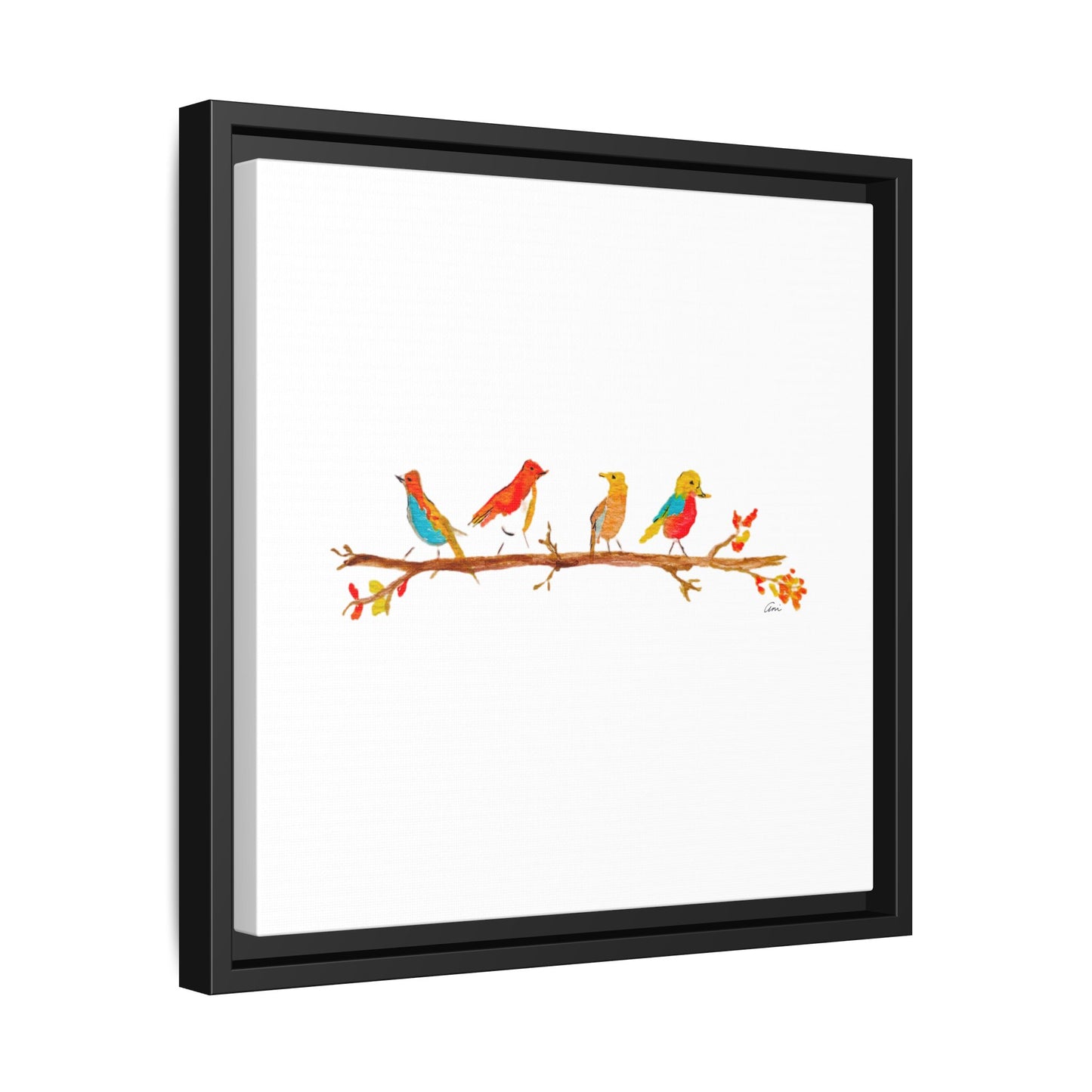 Birds on a Branch Gallery Canvas Print with Frame