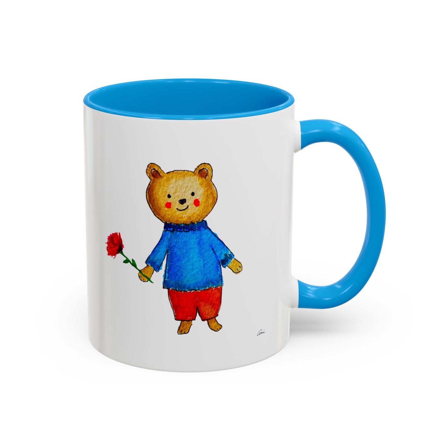 Bear with a Rose Accent Mug