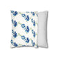 Blue Flowers Floral Faux Suede Square Pillowcase