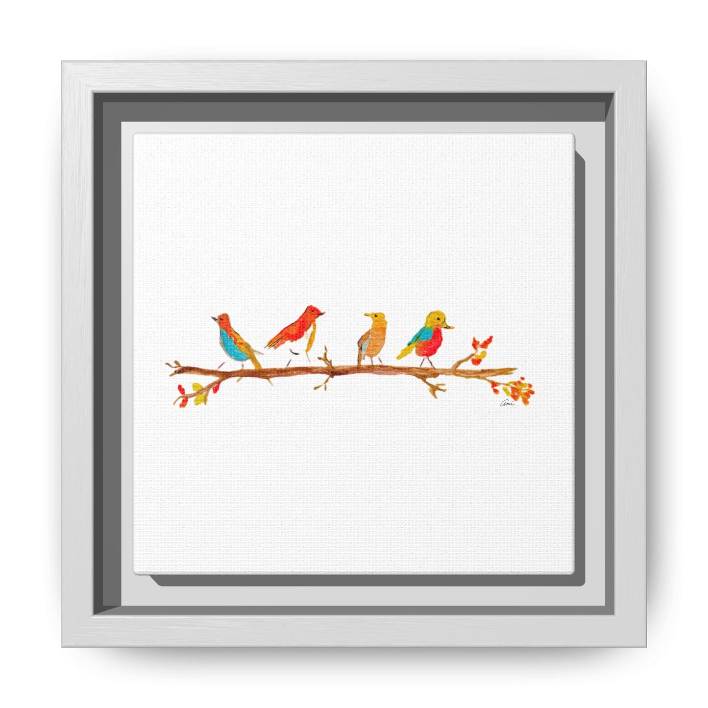 Birds on a Branch Gallery Canvas Print with Frame