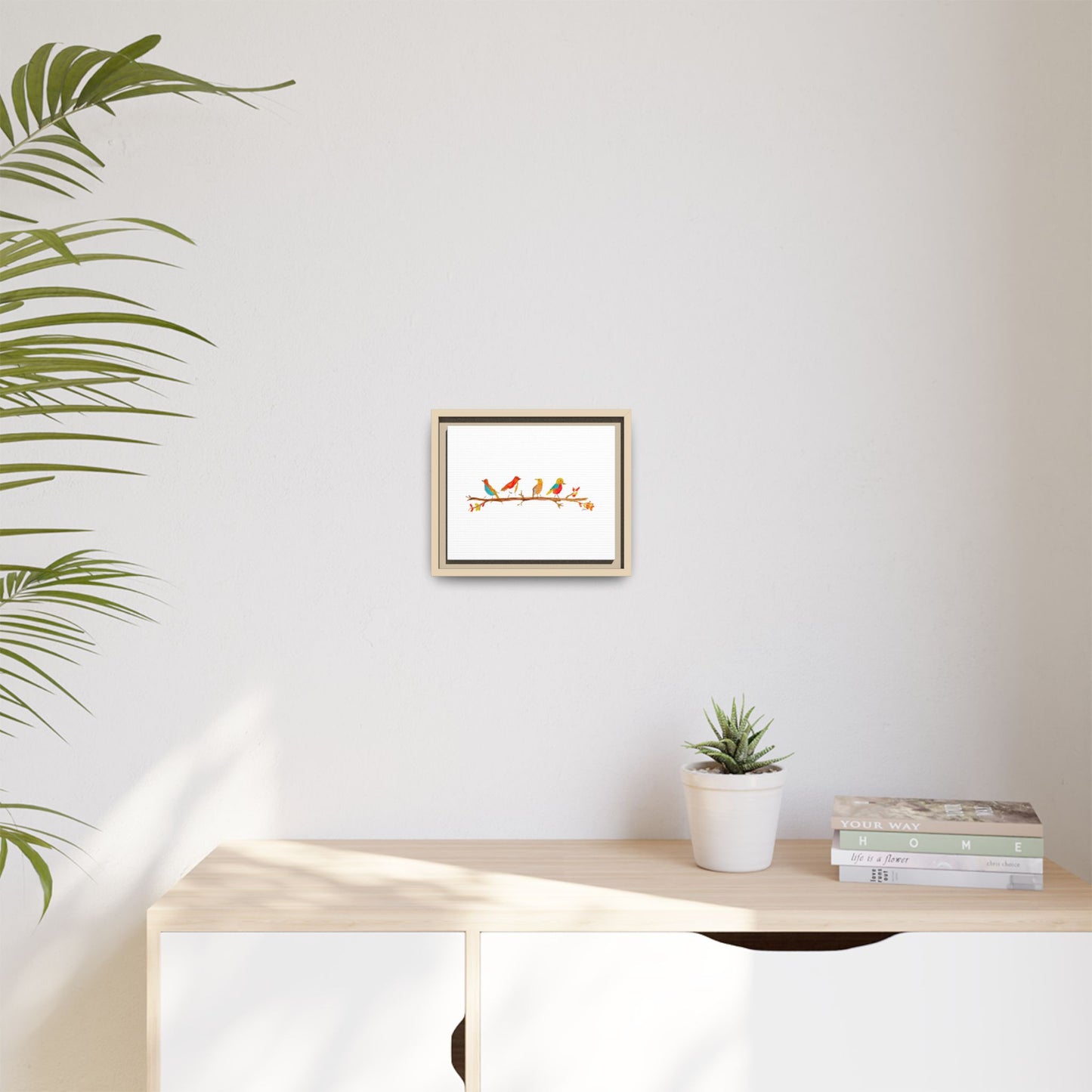 Birds on a Branch Gallery Canvas Print with Frame