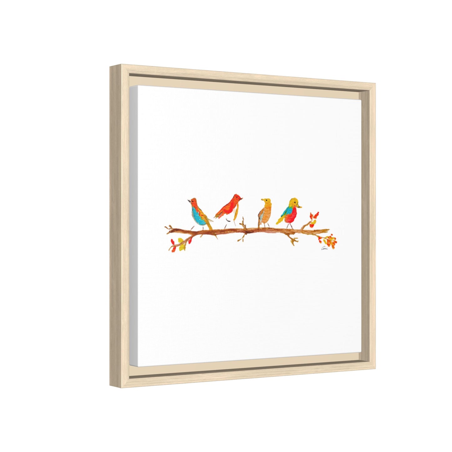 Birds on a Branch Gallery Canvas Print with Frame