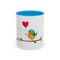 Bird with a Heart Balloon Accent Mug