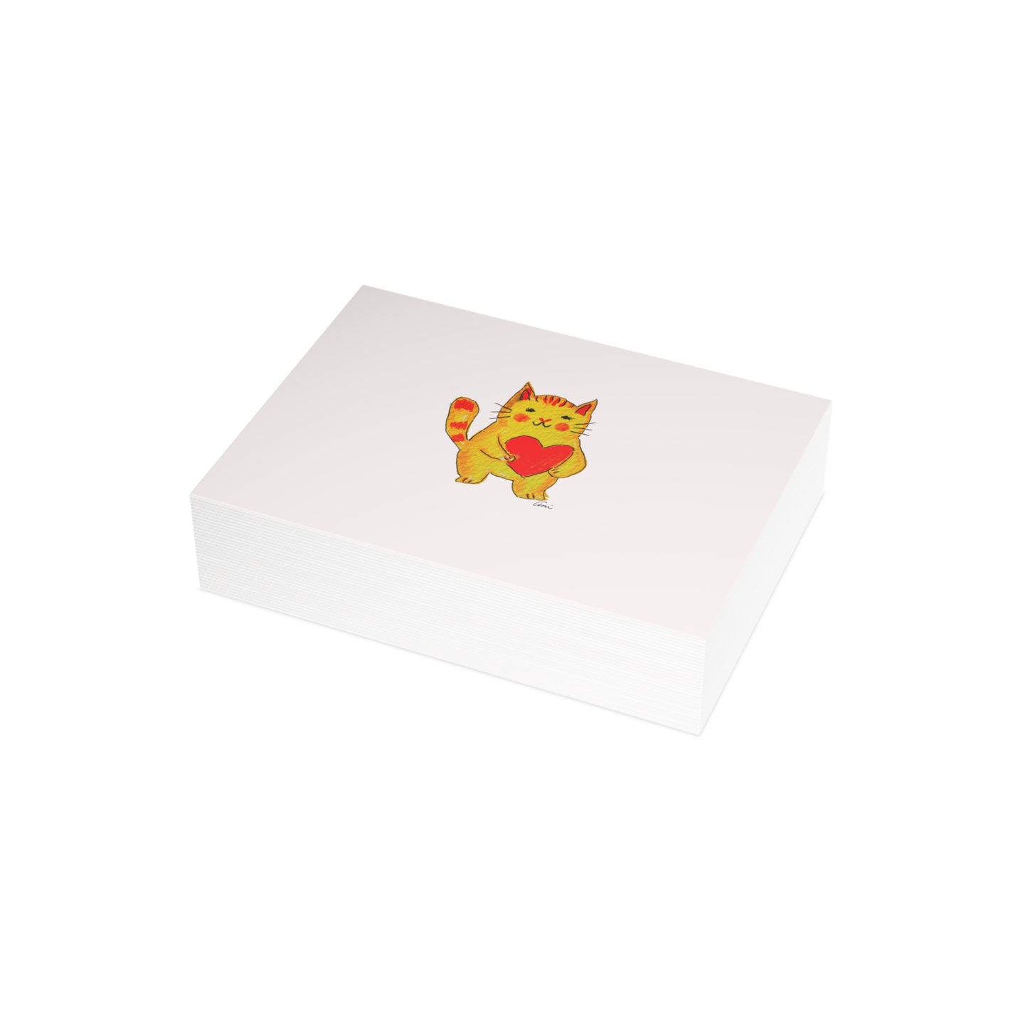 A Cat and a Heart Postcard Bundles with Envelopes