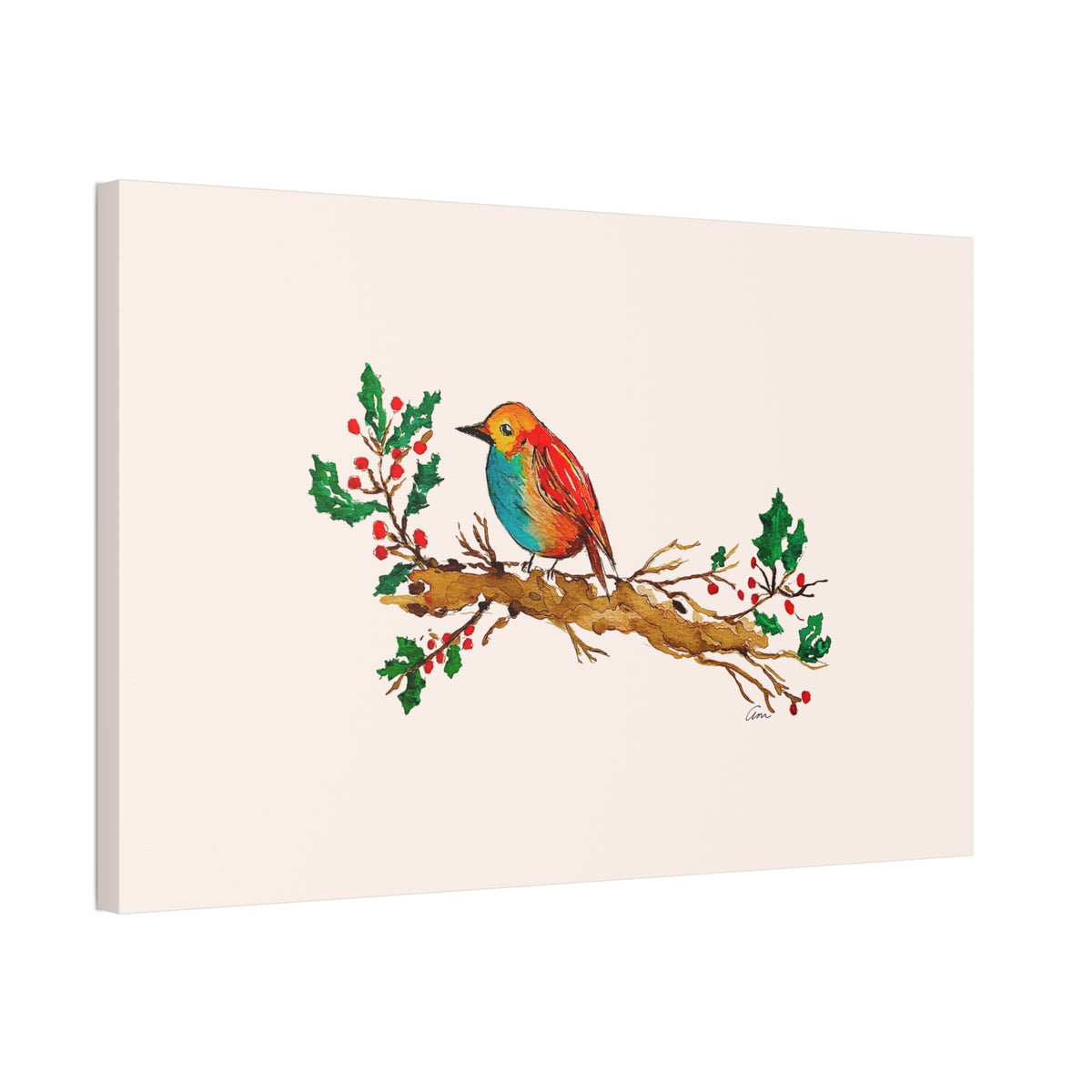 Bright Bird on a Branch Canvas Print