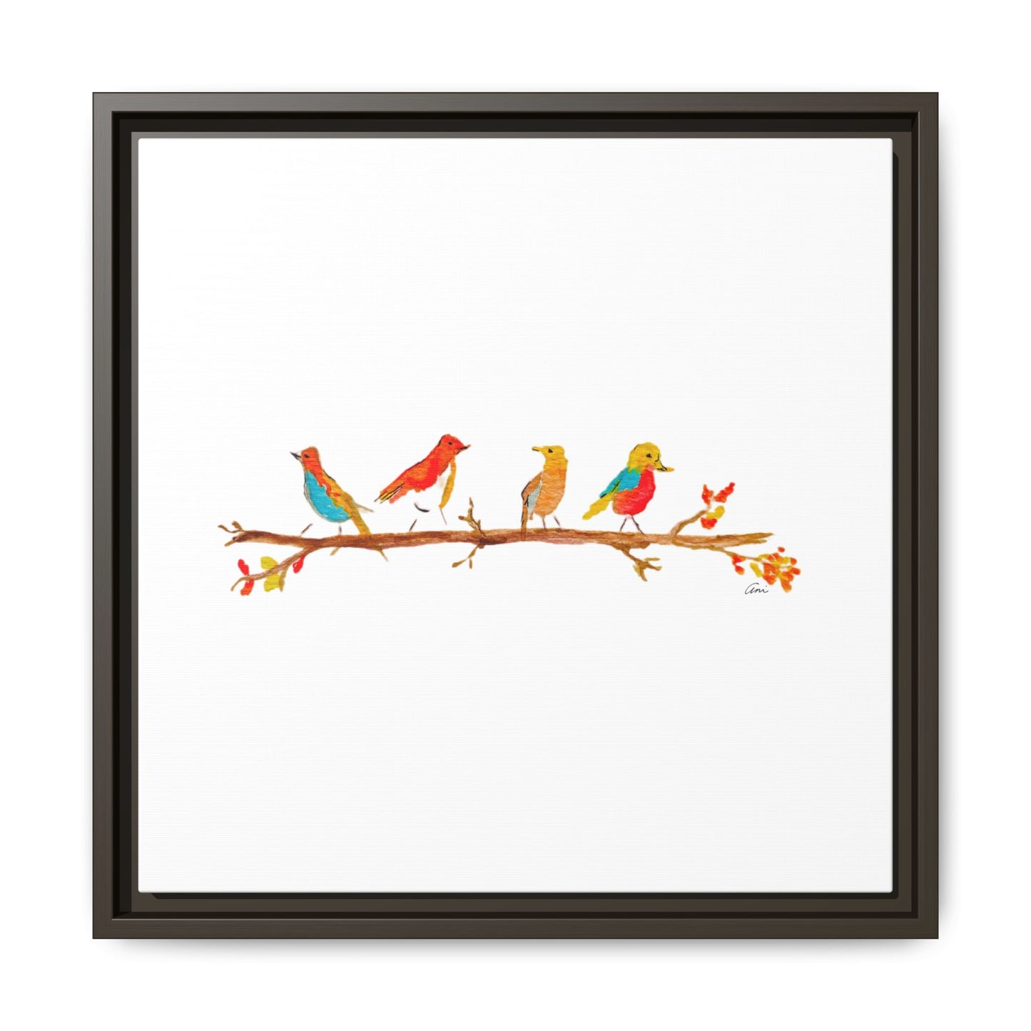 Birds on a Branch Gallery Canvas Print with Frame