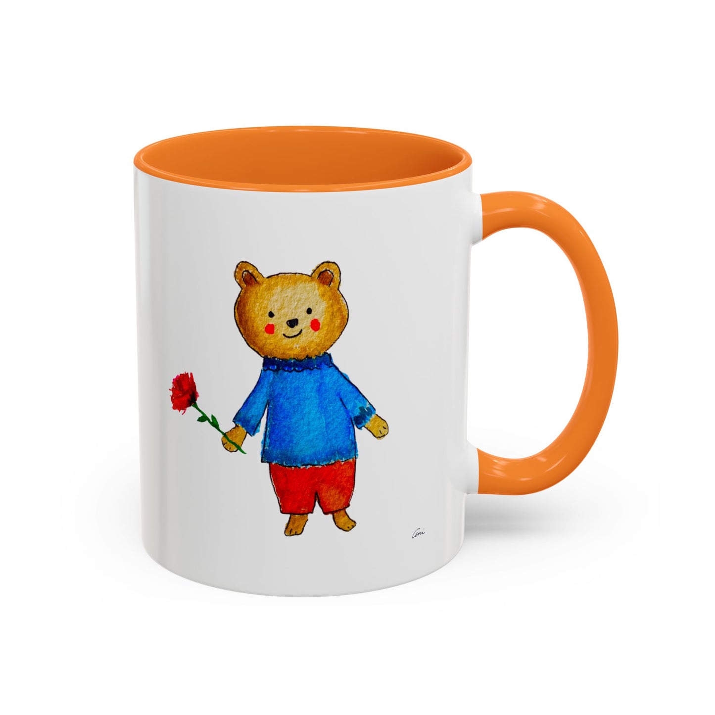 Bear with a Rose Accent Mug