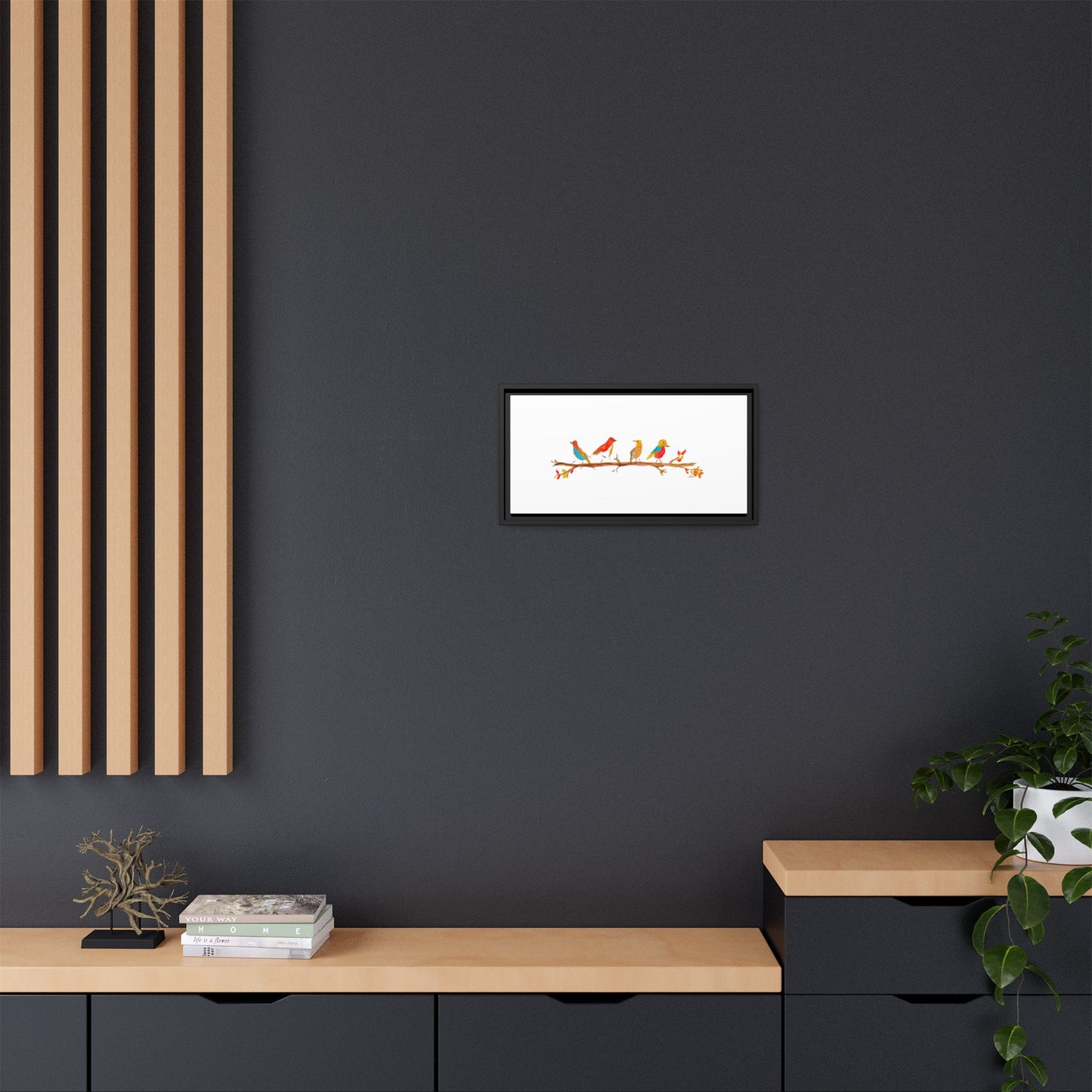 Birds on a Branch Gallery Canvas Print with Frame