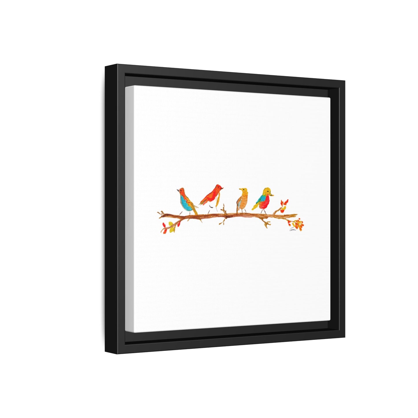 Birds on a Branch Gallery Canvas Print with Frame