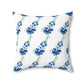 Blue Flowers Faux Suede Square Pillow