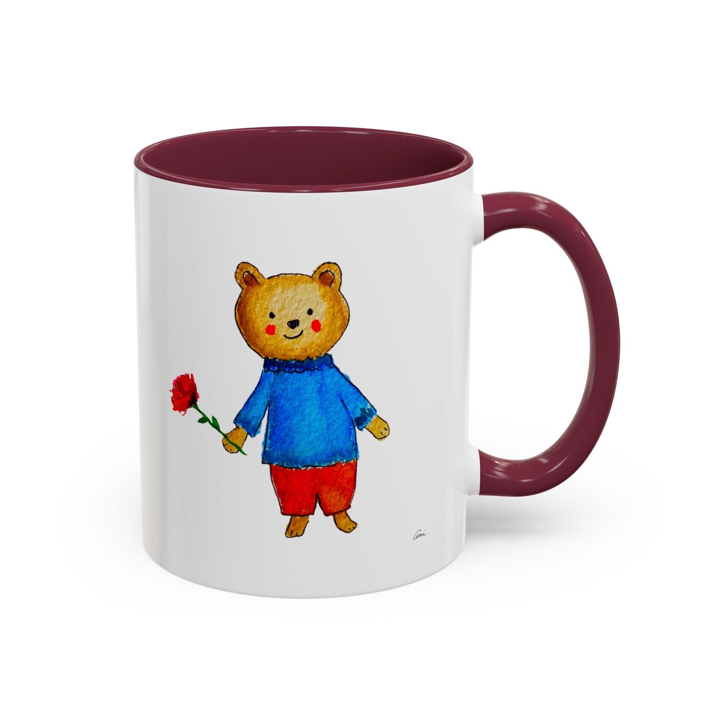 Bear with a Rose Accent Mug