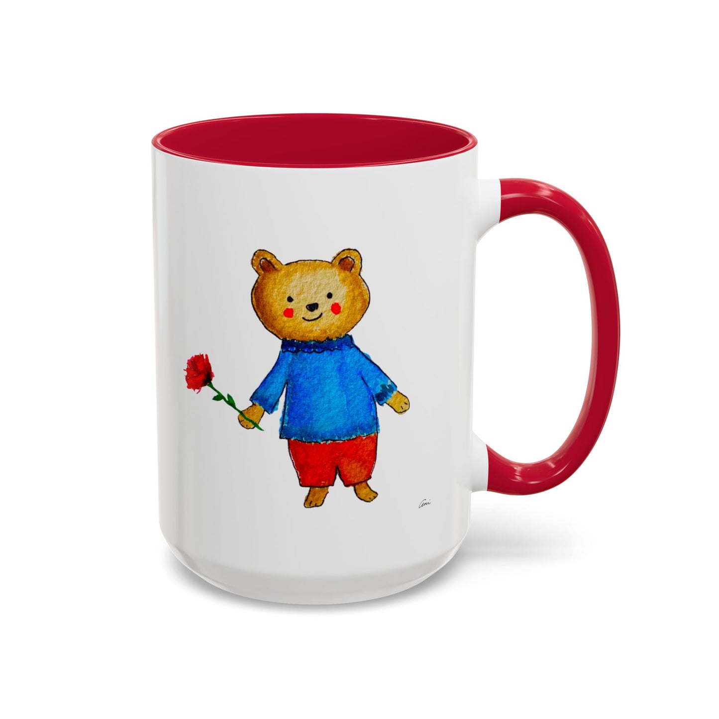 Bear with a Rose Accent Mug