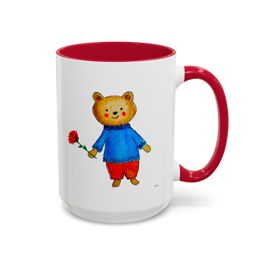Bear with a Rose Accent Mug