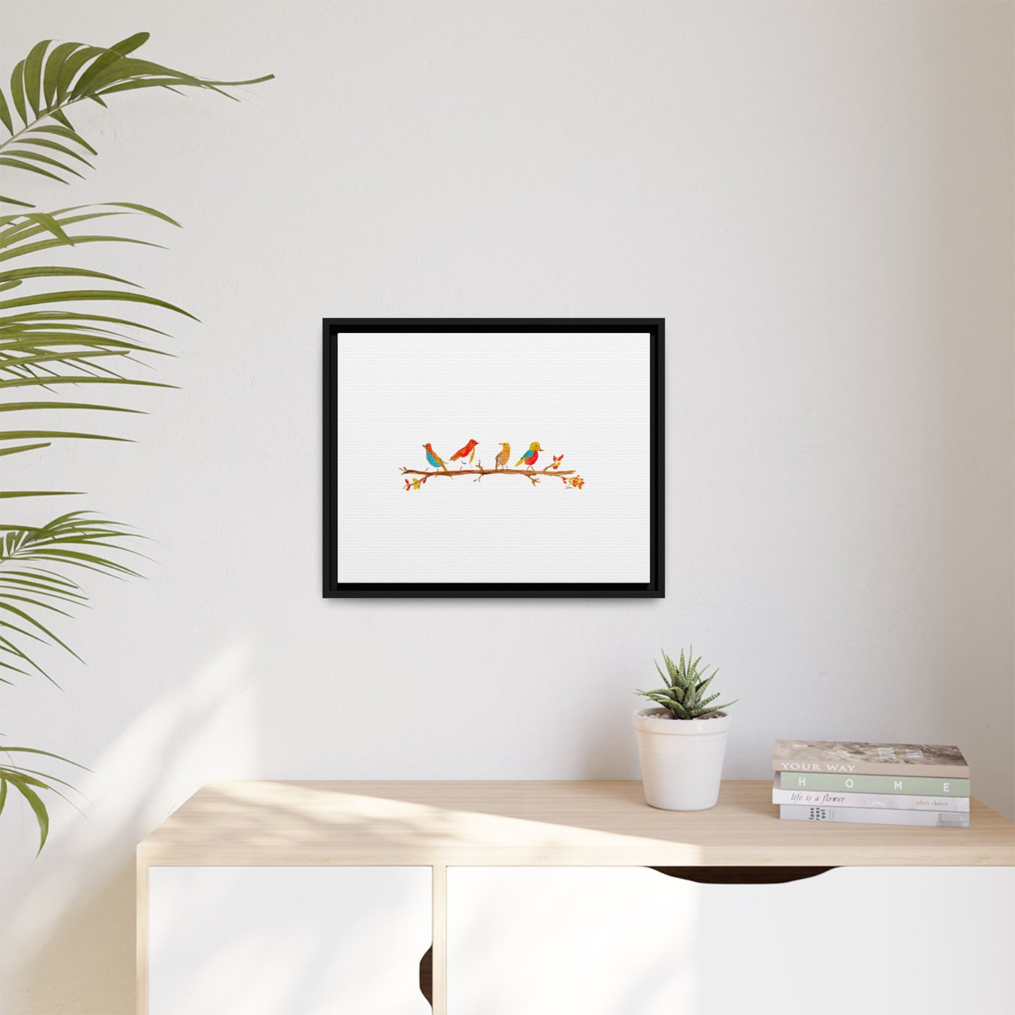 Birds on a Branch Gallery Canvas Print with Frame