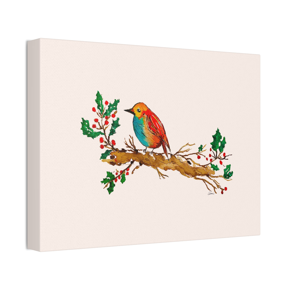 Bright Bird on a Branch Canvas Print