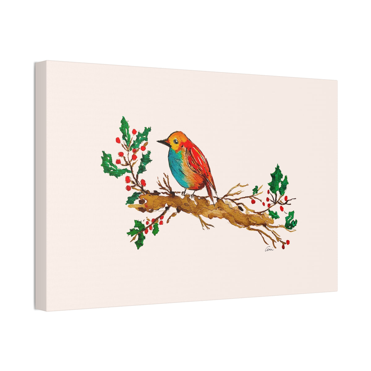 Bright Bird on a Branch Canvas Print