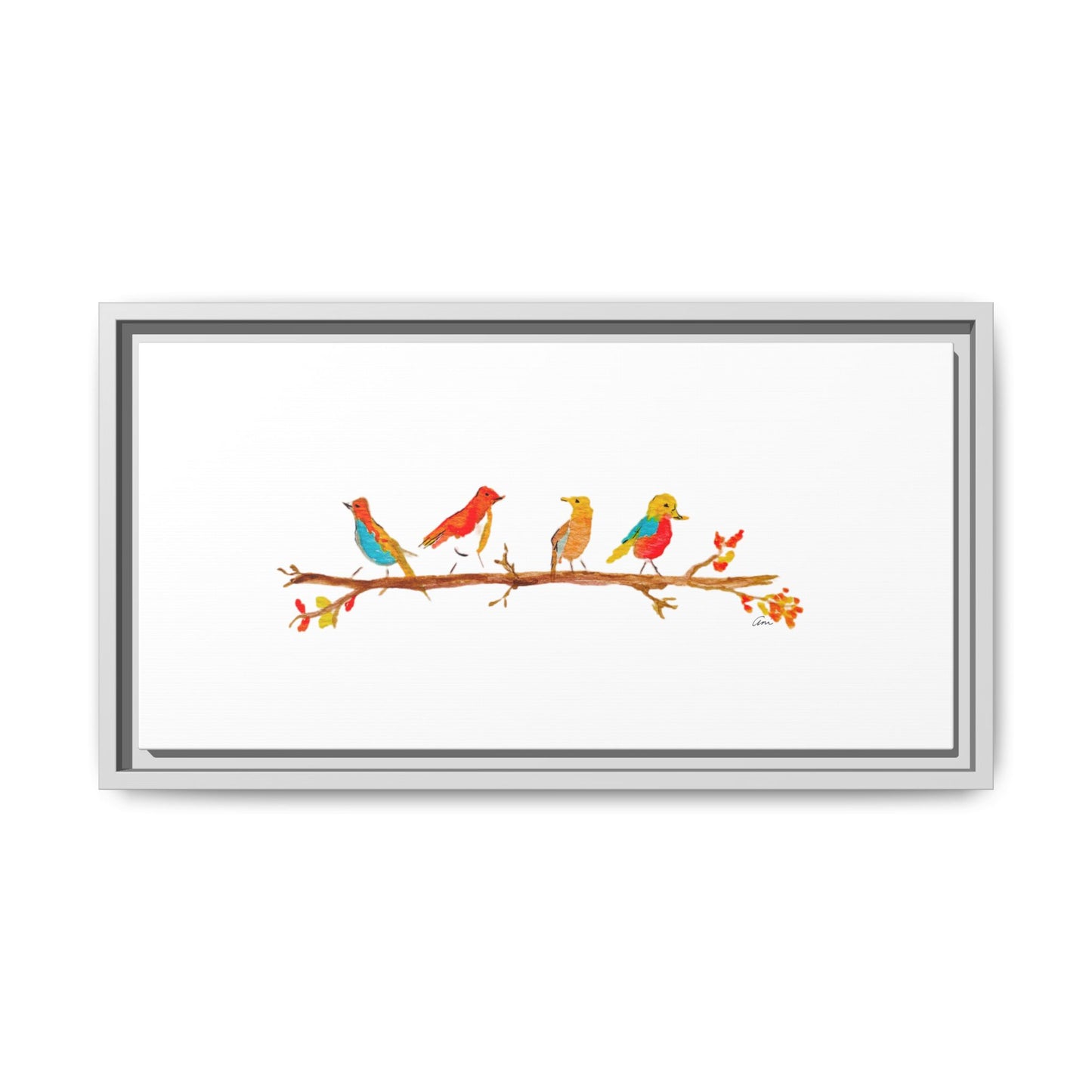 Birds on a Branch Gallery Canvas Print with Frame