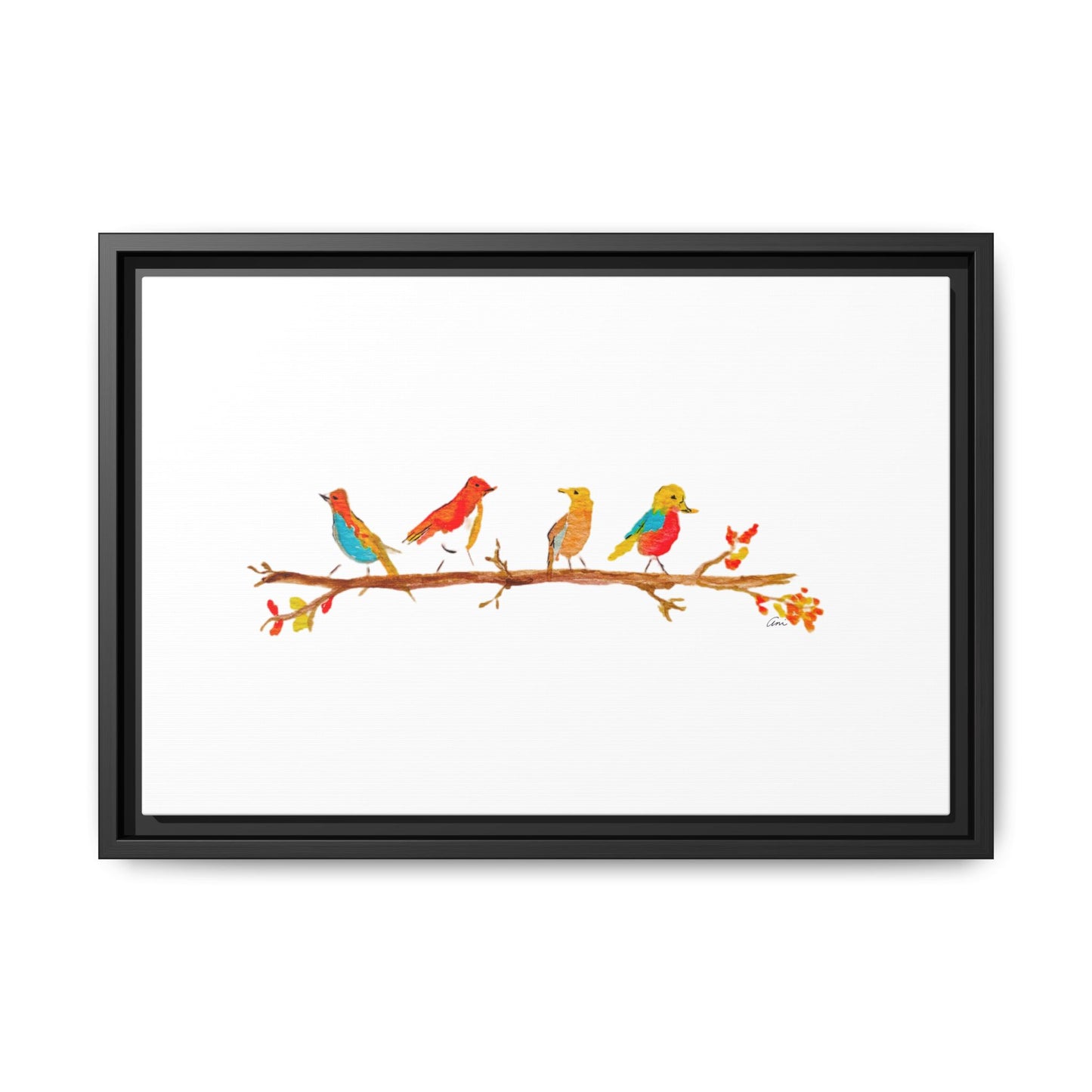 Birds on a Branch Gallery Canvas Print with Frame