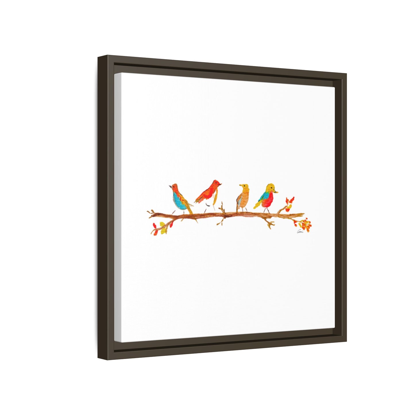 Birds on a Branch Gallery Canvas Print with Frame