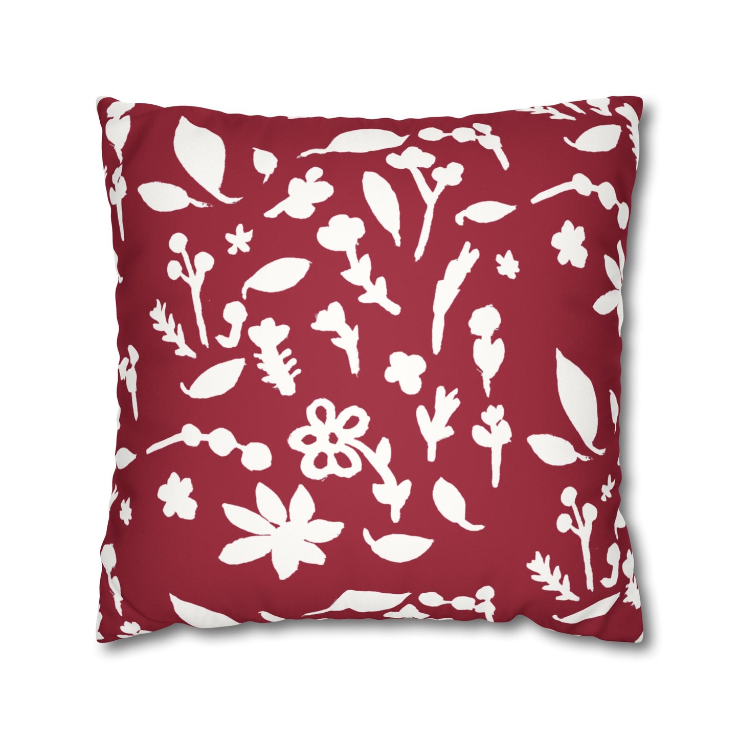Cherry Cobbler Fall Foliage Faux Suede Square Pillowcase