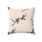 Red Beauty Faux Suede Cream Square Pillow