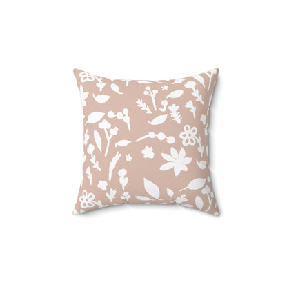 Fall Foliage Faux Suede Beige Square Pillow
