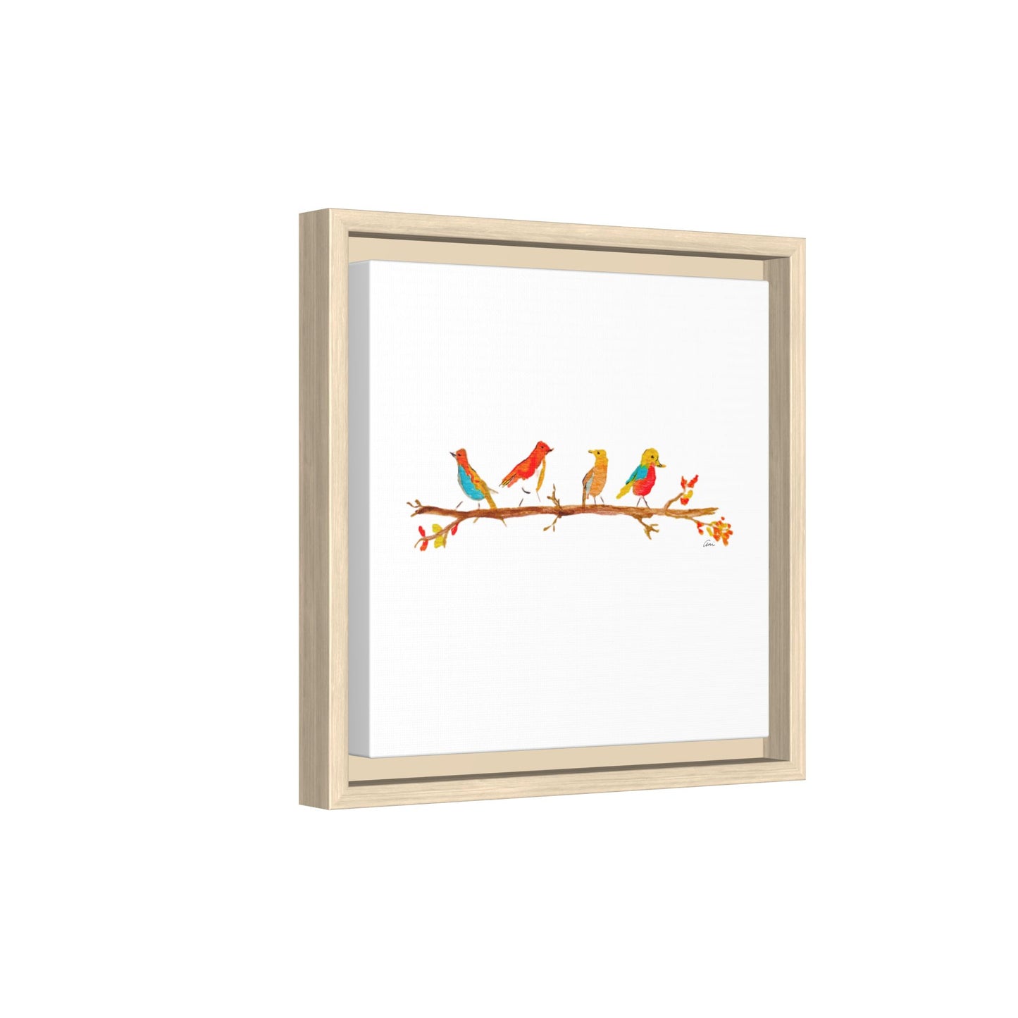 Birds on a Branch Gallery Canvas Print with Frame