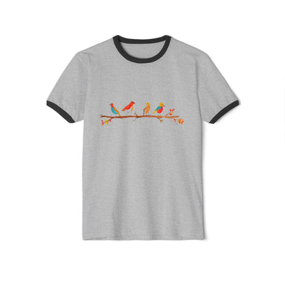 Birds on a Branch Unisex Cotton Ringer T-Shirt
